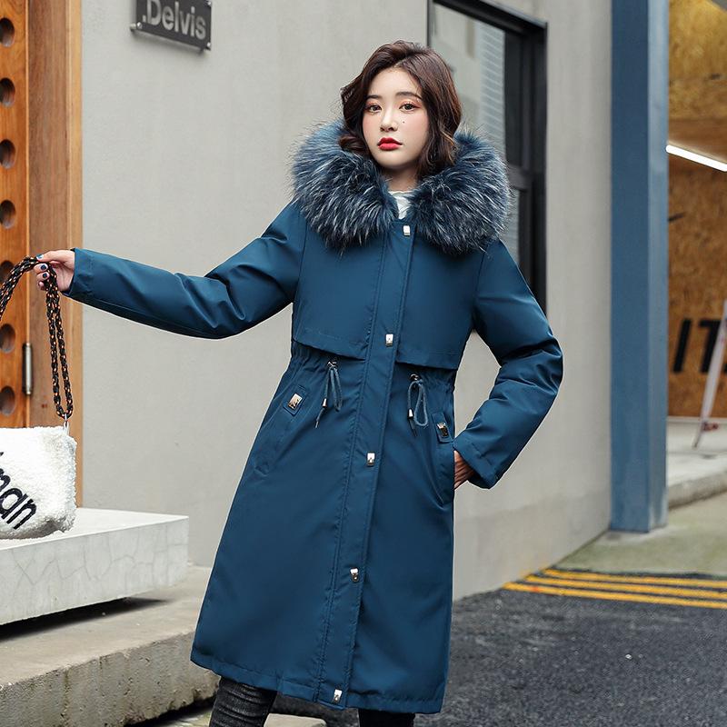 Women's Medium and Long Women's Cotton Clothes Fashion Casual Big Fur Collar Women's Cotton Clothes Winter