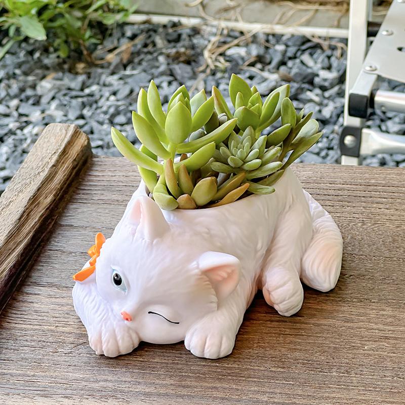 Cute Cat Succulent Flowerpot Balcony Green Plants Living Room Home Office Desktop Potted Plant Home Decoration