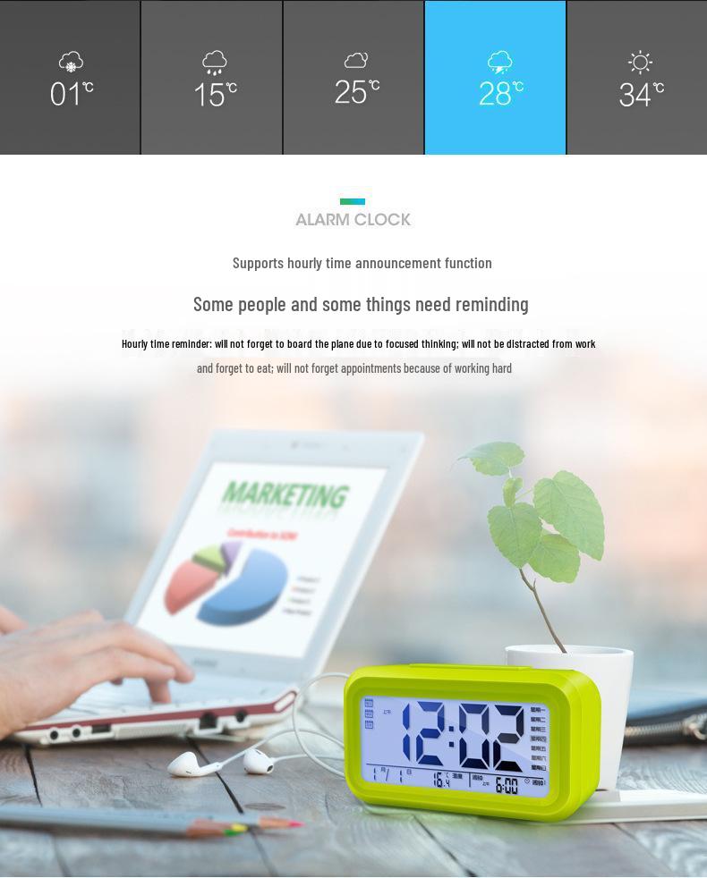 Multifunctional Smart Alarm Clock for Students and Children, Wake-Up Tool, Desktop Clock for Boys and Girls