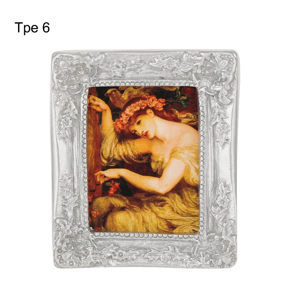 Vintage 1:12 Scale Miniature Oil Painting Toys Doll Accessories Dollhouse Ornament Framed Photos Mural Wall Picture Home Decor