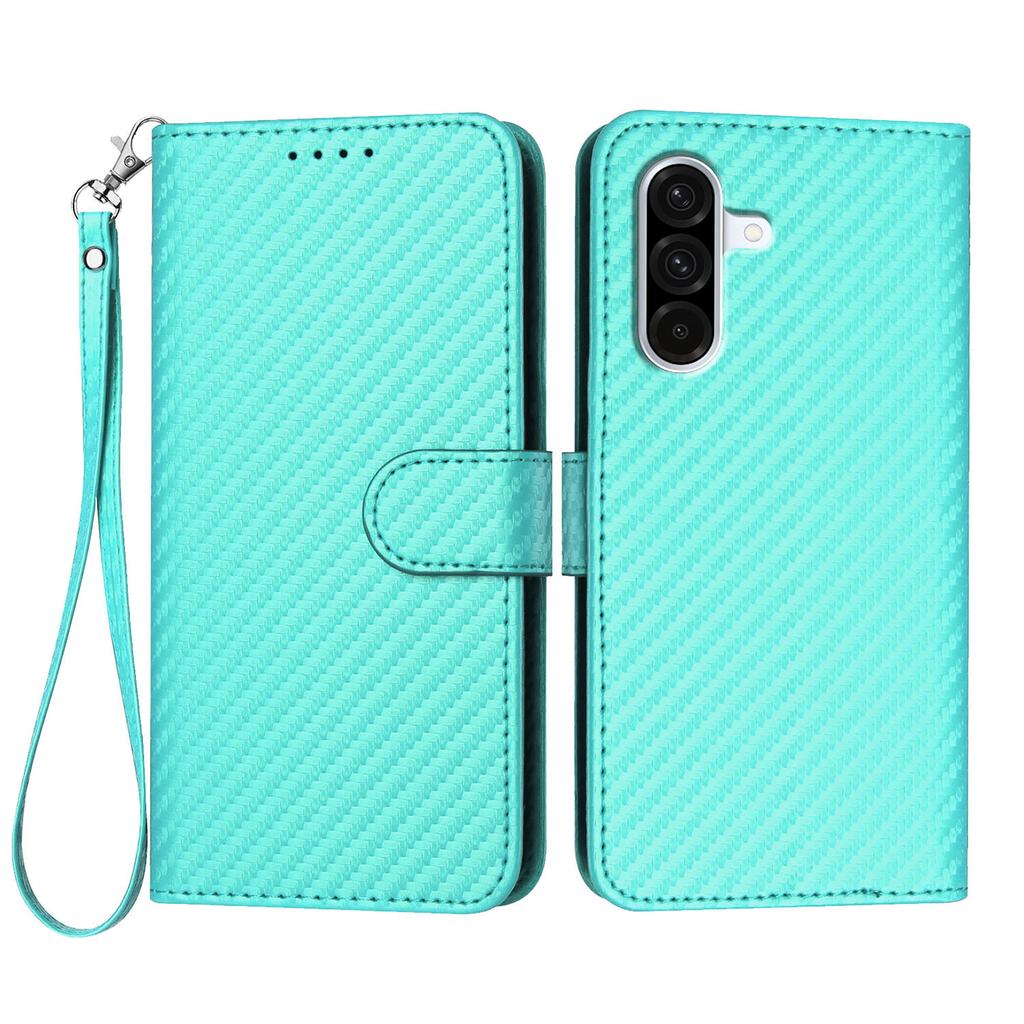 For Samsung Galaxy A36 5G Wallet Case with Strap Carbon Fiber Texture Leather Mobile Cover