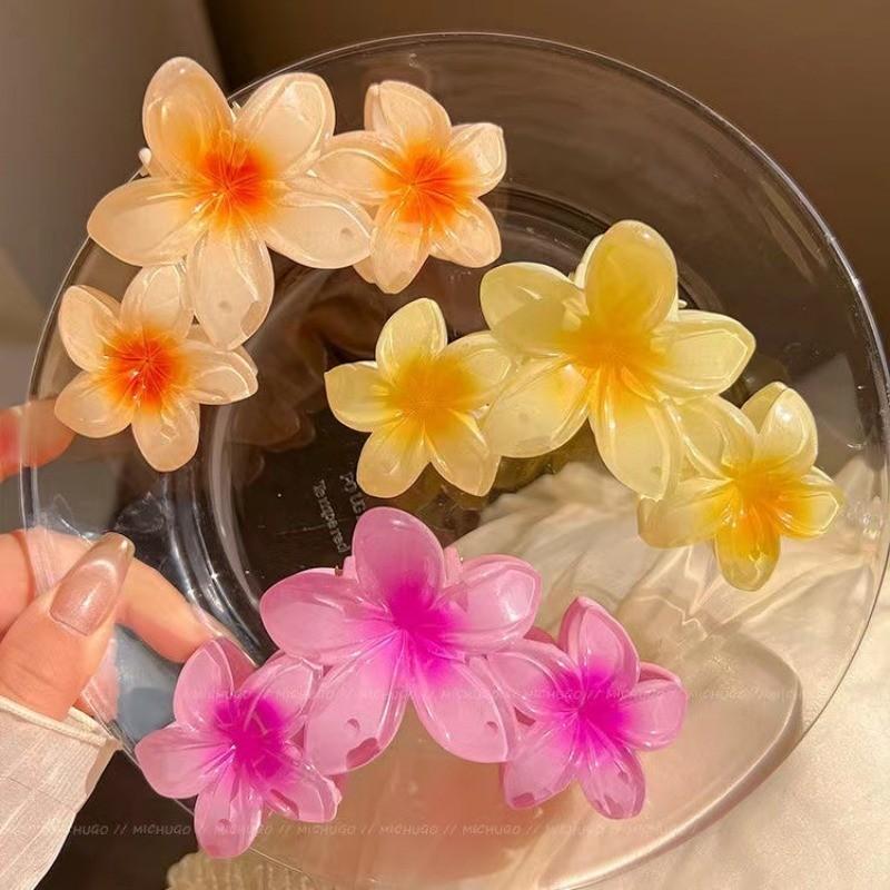 1pcs/2pcs Candy Colors Large Flower Hair Clip for Women Elegant Temperament Shark Clip able Girl Hair Claw