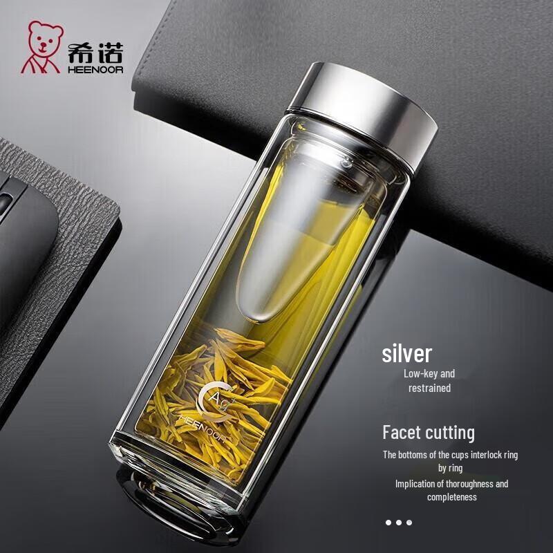 

HEENOOR Double-Layer Glass Tea Infuser Bottle