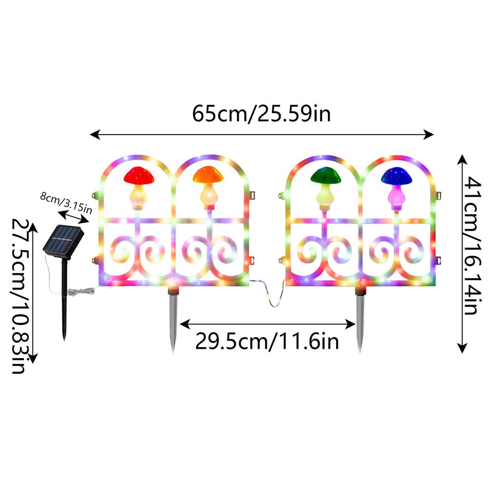 Lighted Christmas Fence 2X Picket Fence Garden Border Waterproof Lighting Fence Decoration For Patio
