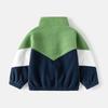 Autumn Winter Children's Coats New Contrasting Color Stand Up Collar Zipper With Pockets Fleece Casual Loose Jackets