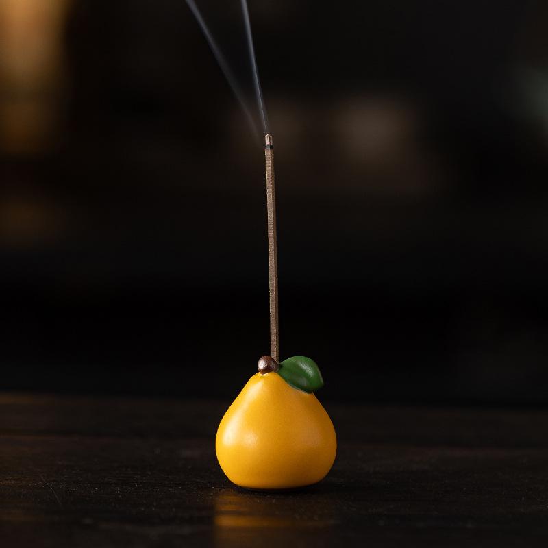 Ceramic Yuzu Incense Holder: Tabletop Burner & Tray for Peaceful Home Atmosphere
