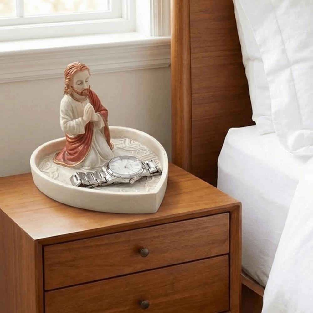 Elegant Virgin Mary Rosary Holder Timeless Charm Our Lady of Grace Statue Storage Tray  Living Room