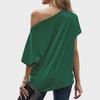 Women's Irregular One-Shoulder Solid Color Loose Short-Sleeved Top