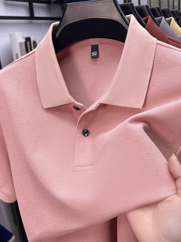 Men's Mercerized Cotton Polo Shirt - Short Sleeve, Solid Color, Customizable Logo