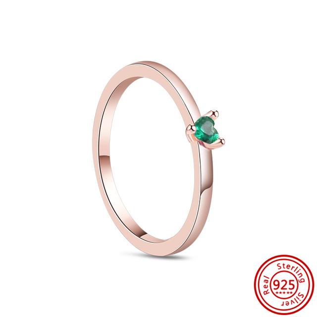 

100% стерлінгове срібло 925 проби, барвистий циркон, серце, корона, блискучі розкішні каблучки з рожевого золота, жіночі європейські класичні ювелірні вироби, подарунок 9