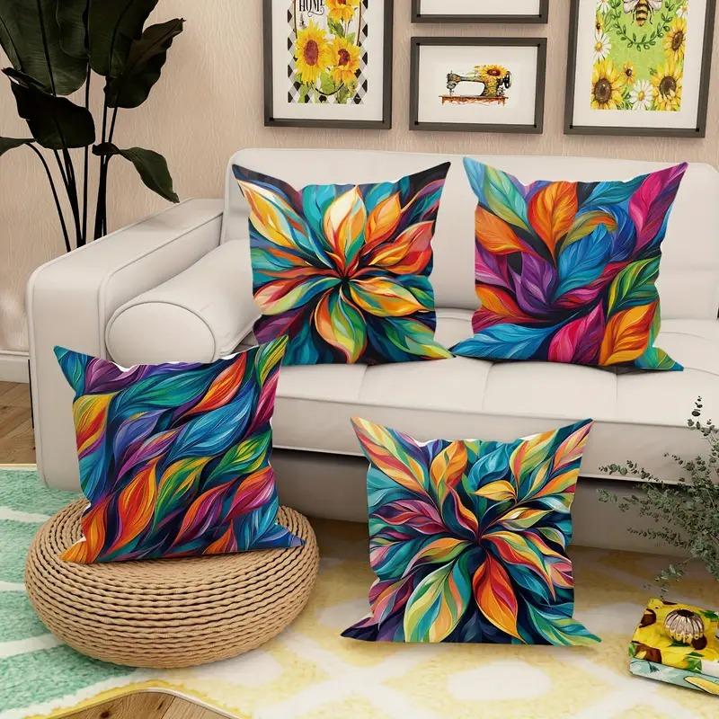 Colorful leaf decorative pillowcase, ultra-soft polyester material living room sofa backrest car pillowcase home decoration