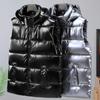 Warm Padded Vest Male  New Fashion Thick Black Sleeveless Jackets Hooded Zipper Autumn Winter Coat Men Plus Size Waistcoat