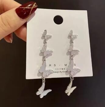 New Fashion Long Drop Earrings for Women Flower Star Moon Heart Butterfly Wings Crystal Pearl Round Geometry Tassel Ear Zircon