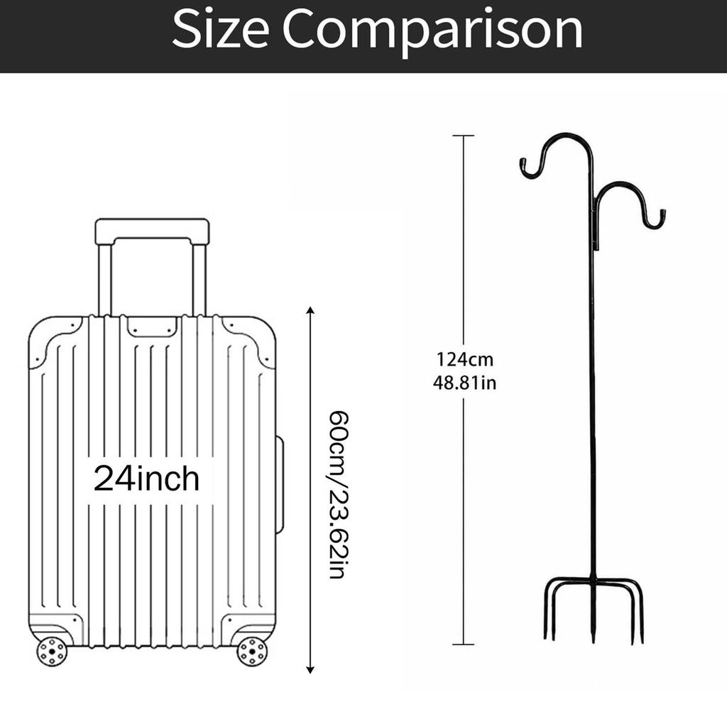 Metal Shepherd Hook Double Hook Garden Stake Outdoor Hanging Plant Holder Stand for Yard Patio Lawn Decoration