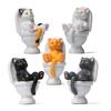 Funny Cat Figurine Spiritual Consolation PVC Vivid Appearance Toilet Series Cat Statue Party Supplies