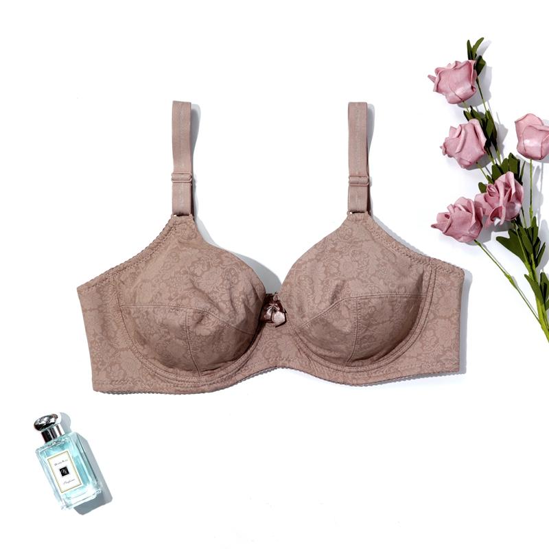 Women French Popular Sexy Bras Full Cup Bow Thin Uplift Bra Print Daily with Wire 3 Hooks Comfortable Lingerie