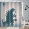 Funny Dinosaur Shower Curtain Fun Cool Japanese Monster Shower Curtains for Bathroom Kids Boys Cartoon Dino Silhouette Shadow