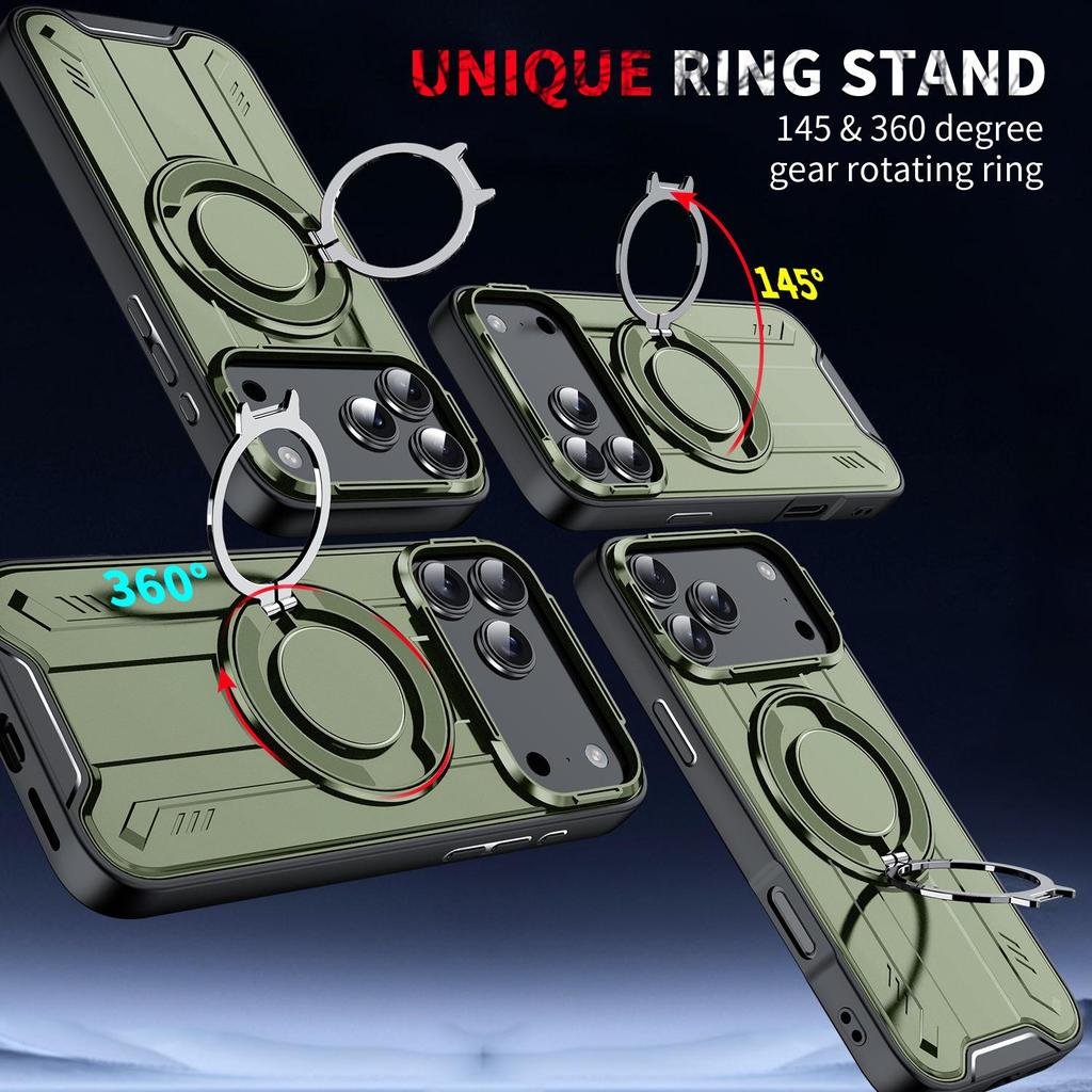 Apple iPhone 16/15/14 Pro Max Magnetic Rotating Stand Case - Drop-proof Solid Color Protective Cover