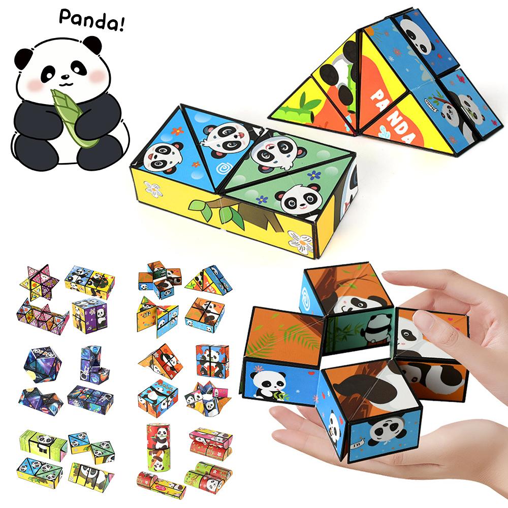 Panda Puzzle Three-Dimensional Small Toy Flipping Shape Shifting Box  Children's