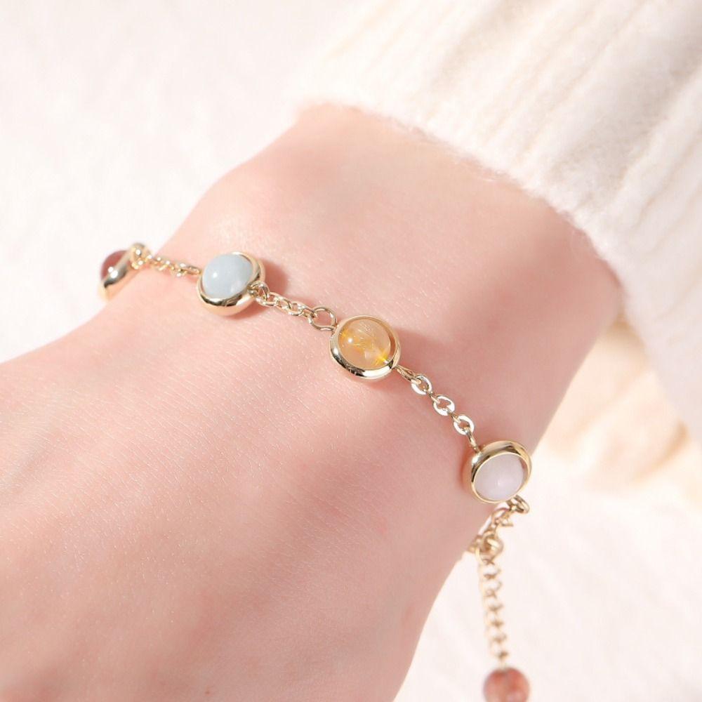 Adjustable Colorful Crystal Lucky Bracelet Rainbow Candy Beads Bangle  Wedding Party Gift