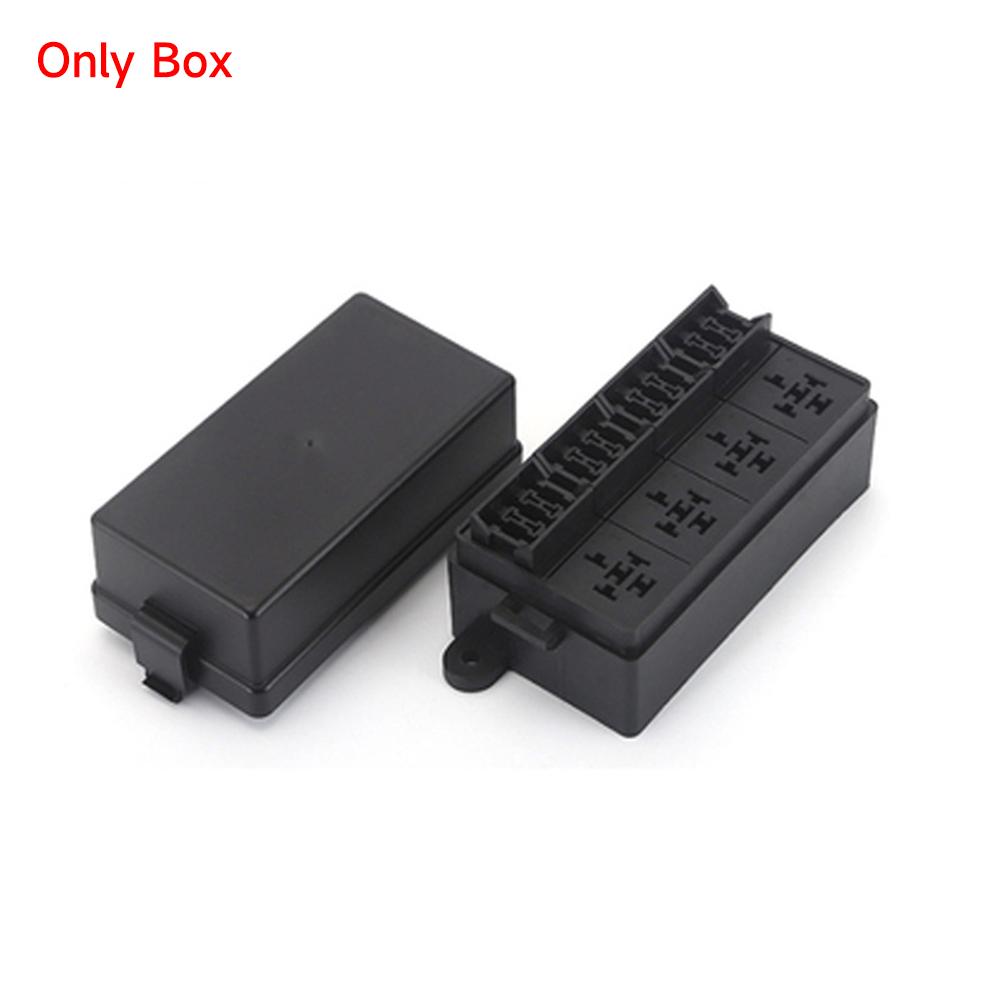 12V Fuse Relay Box with 4 Relay Blocks 12-Way Fuse Holder Dual Pre-Wired Automotive Fuse Block with Cover for Car Truck Marine RV Boat