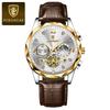 POEDAGAR Luxus-Armbanduhr für Herren Sport Leder Quarz-Uhr Wasserdicht Leuchtend Chronograph Uhren Männliche Uhr Reloj+Box