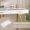 Console Table with 2 Drawers Light Luxury Modern Metal Golden Frame Living Room Farmhouse Long Hallway Table Behind Sofa Narrow Entryway Table
