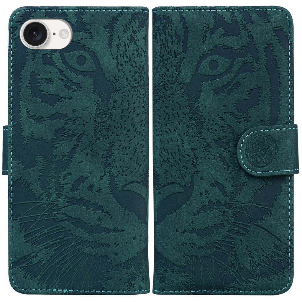 For iPhone 16e Case Wallet Style Tiger Pattern PU Leather Phone Cover