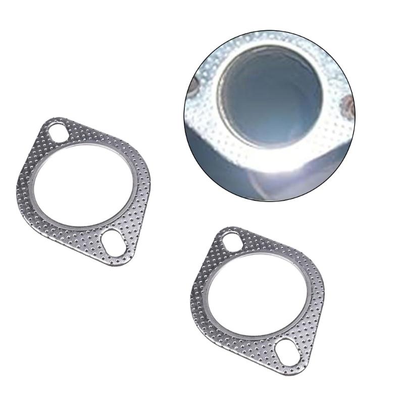 2Pcs Car Engine Exhaust Gasket Universals Exhaust Pipe Gasket With Two Holes Quick Installation Exhaust Spacer