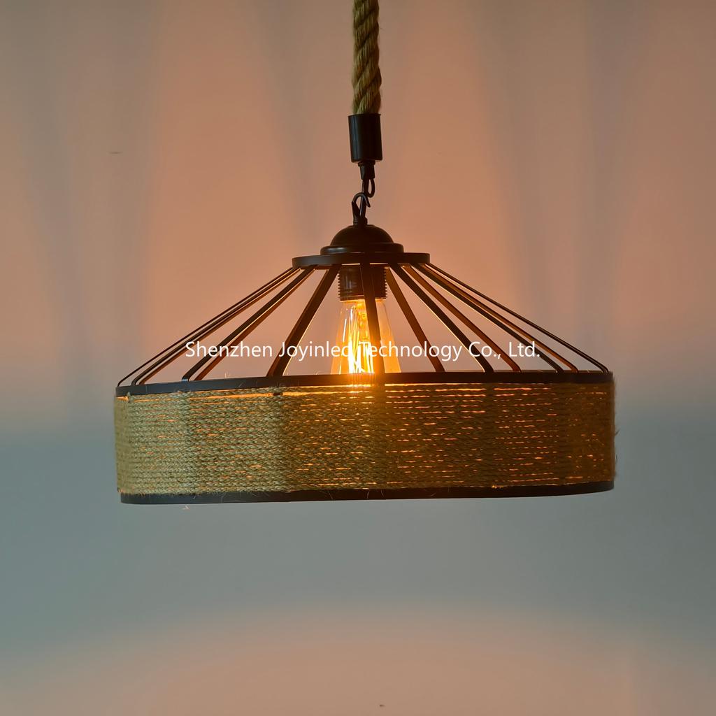 Industrial Hemp Rope E27 Pendant Lamp Nordic Retro Antique Loft Country Kitchen Bar Restaurant Decoration Creative Hanging Lamp