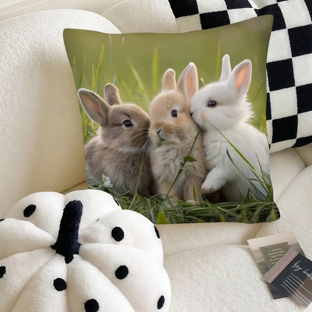 Rabbit Pillow Case Fashion Square Pillowcase Bedroom Sofa Room Ins Decoration Leisure