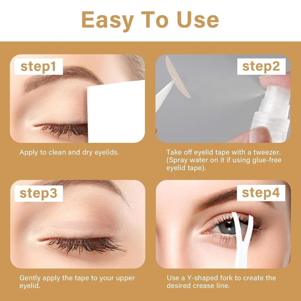 Double Eyelid Tape, Invisible Eyelid Tape, 2 Different Types of Eyelid Lifter Strips, Waterproof & Long-Lasting Eye Shaping Strips for Instant