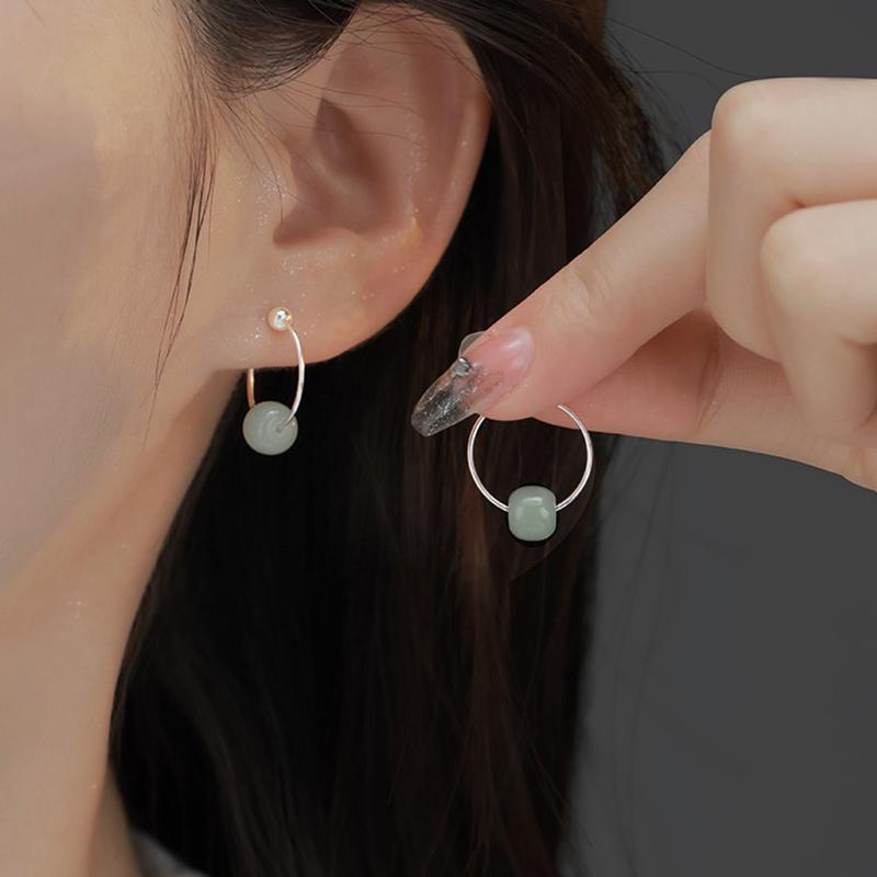 925 Silver Drop Earrings Hoop Pearl Leaf Vintage Irregular For Women Girl Gift Fashion Jewelry Dropship