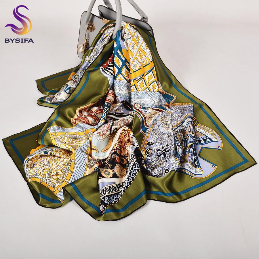 Brand Coffee Green Pure Silk Shawl Scarf Fall Winter Fashion Plaisley Design Natural Silk Scarves Wraps Women Neck Scarf