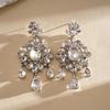 European and American Silver Needle Diamond-encrusted Round Fringed Stud Earrings French Light Luxury Earrings Niche Design Earrings