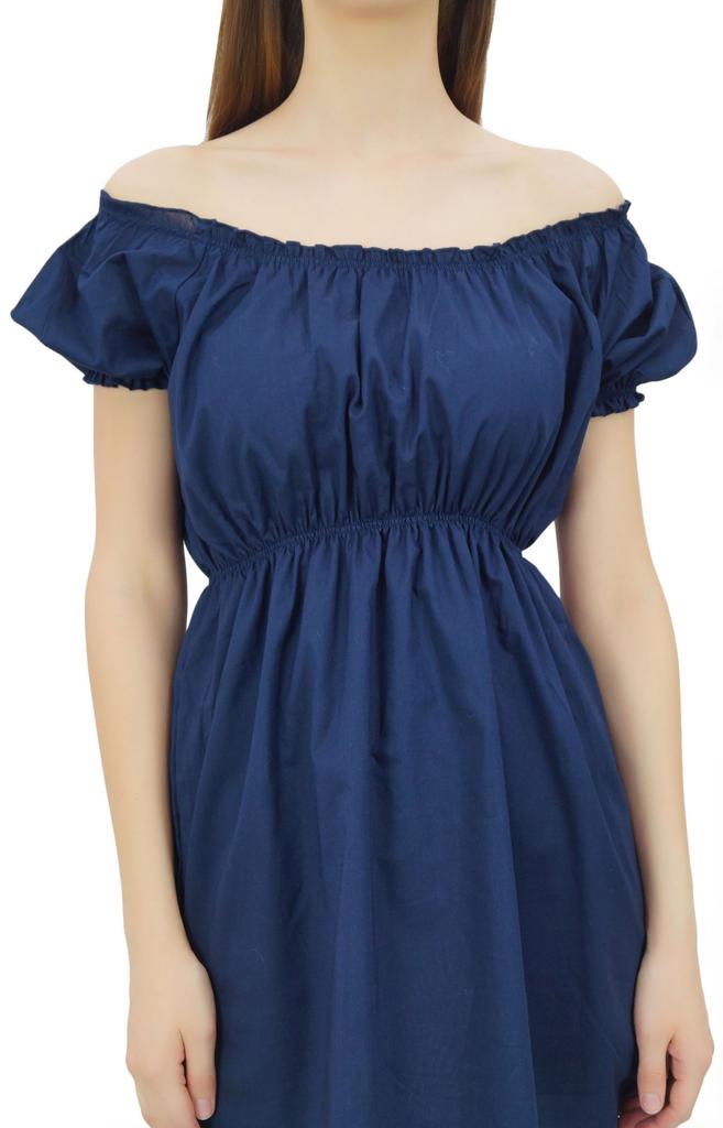 Bimba Women's Off shoulder Puff Sleeve Tops Elastic Waist Blouse Cotton