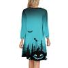 Damenmode V-Ausschnitt Lässiges Strandkleid Dreiviertelärmel Halloween-Print Kleid