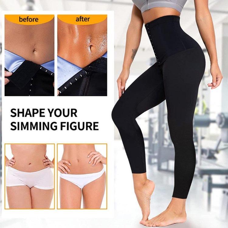 Damer Bantande Thermo Svettbyxor Magkontroll Träningsleggings Kroppsformare Träning Bastu Kompr Byxor
