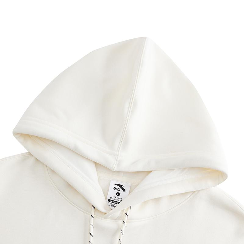 Men's ANTA Sweatshirts Men's White Hooded (Non-detachable) Moderate Straight Fit