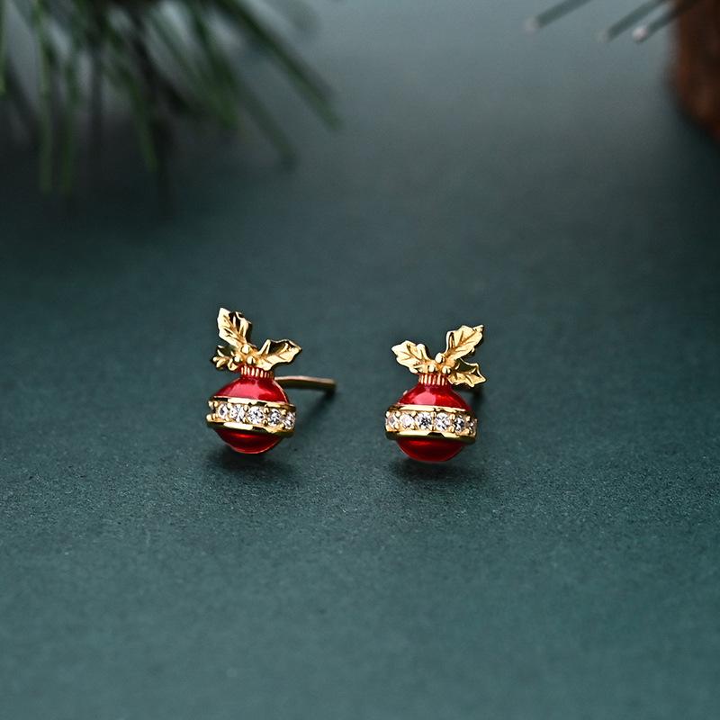 Christmas Fruit Earrings Light Luxury High-end Autumn and Winter Style Christmas Earrings Festive Atmosphere