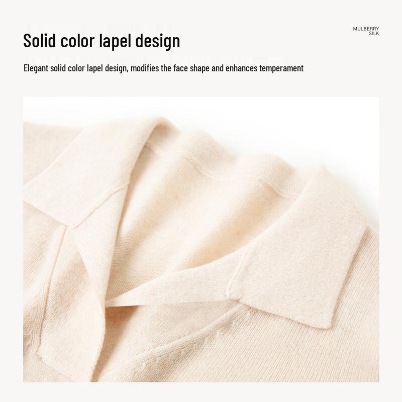 TUHUANG Women's Pure Wool Lapel Knit Sweater