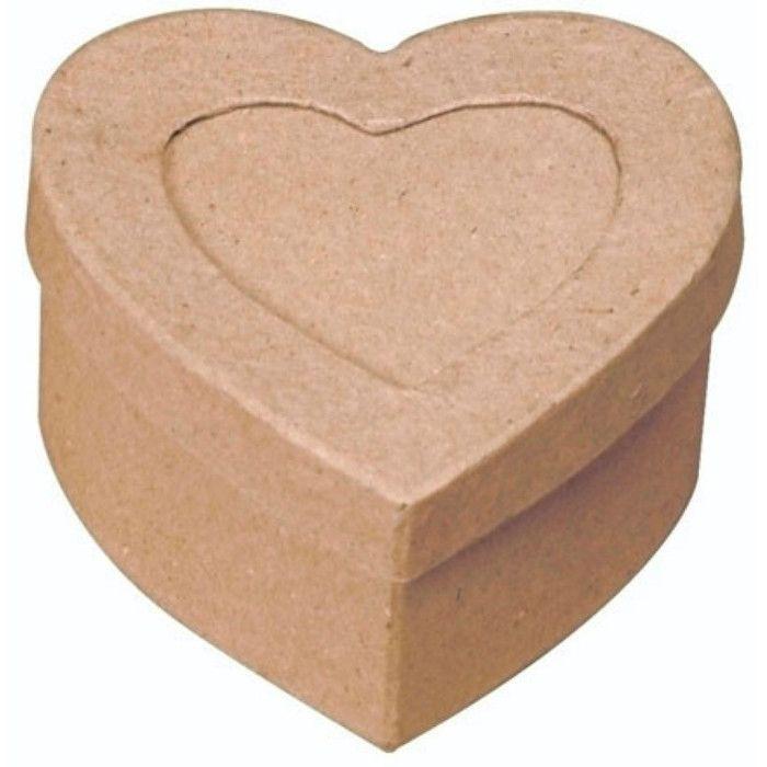 Support en carton à décorer - P.W. INTERNATIONAL - Boite Coeur Photo - Marron - Mixte