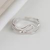 Silver Color Irregular Hollow Double Line Geometric Ring Female Simple Unique Design Fashion Adjustable
