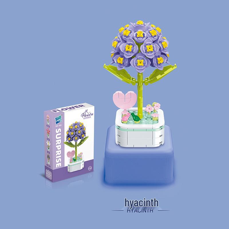 Kids' Educational Interlocking Building Blocks - Flower Potted Plant (Rose & Epiphyllum) Compatible with Top Building Block Models