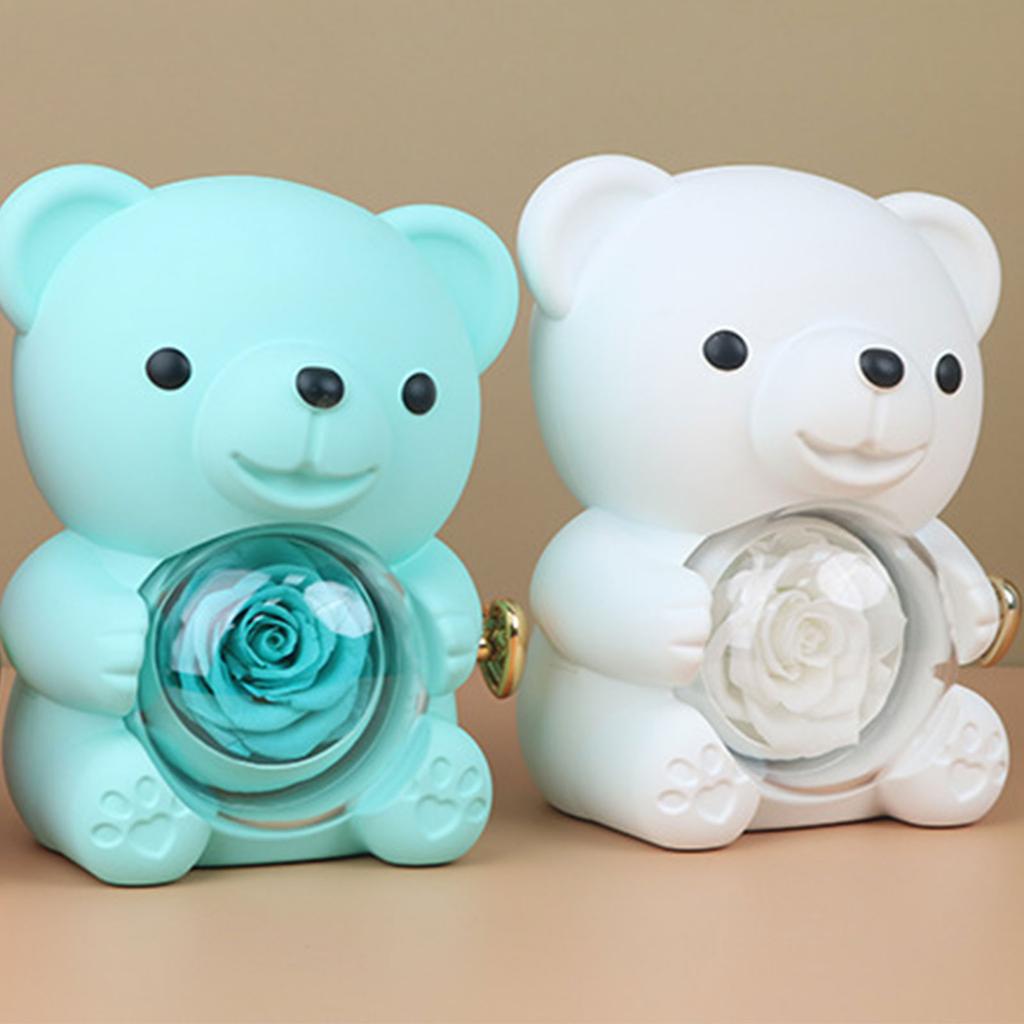 Romance Bär Geschenkbox mit konservierter Rose Elegant für Valentinstag Muttertag Hochzeiten Jubiläen Verschiedene Farben