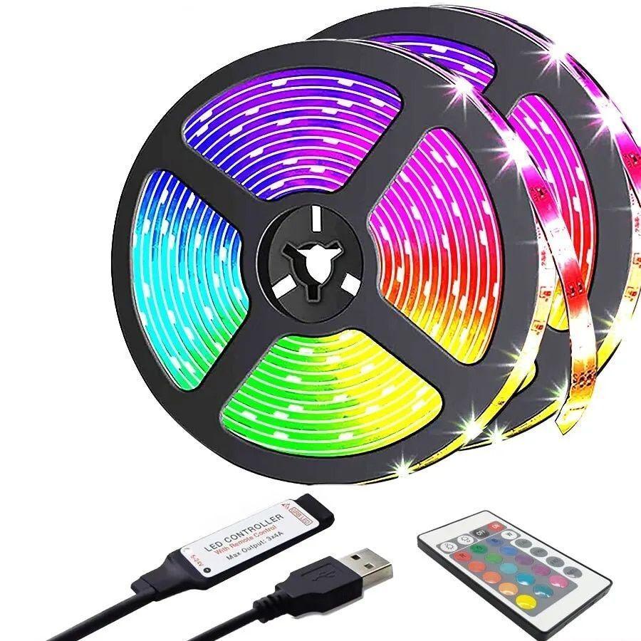 פסי בלוטות' LED SMD5050 בקרת טלפון תאורת קרח ניאון עם מנורת 24 מפתחות לקישוט חדר שינה טלוויזיה תאורת אחורית DC5V עיצוב חדר