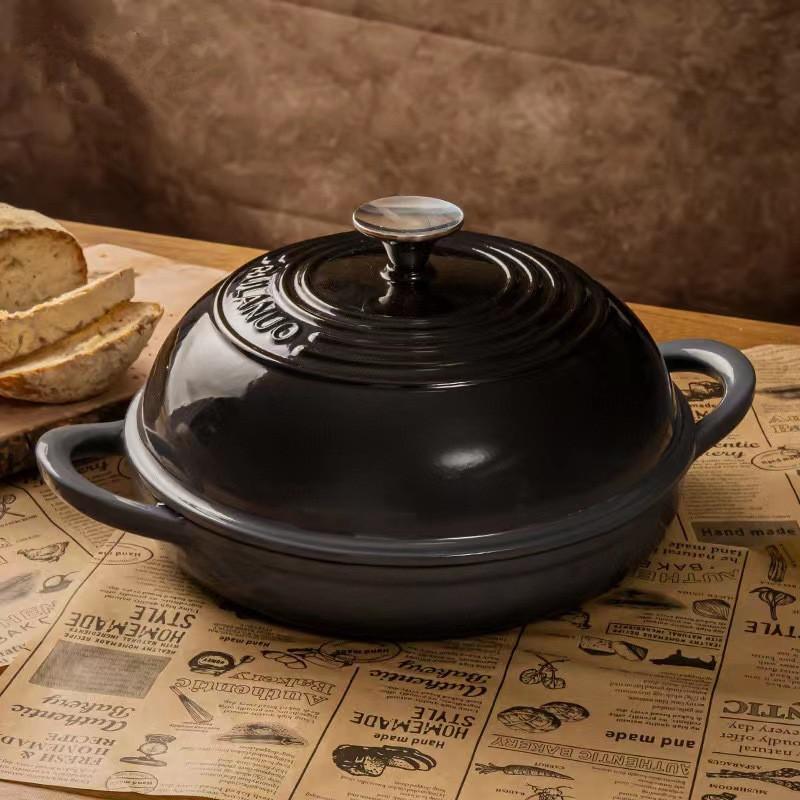 

Enameled Cast Iron Bread Pan with Lid 11 inch red Bread Oven Cast Iron Sourdough Baking Pan Dutch Oven for Bread Cookware
