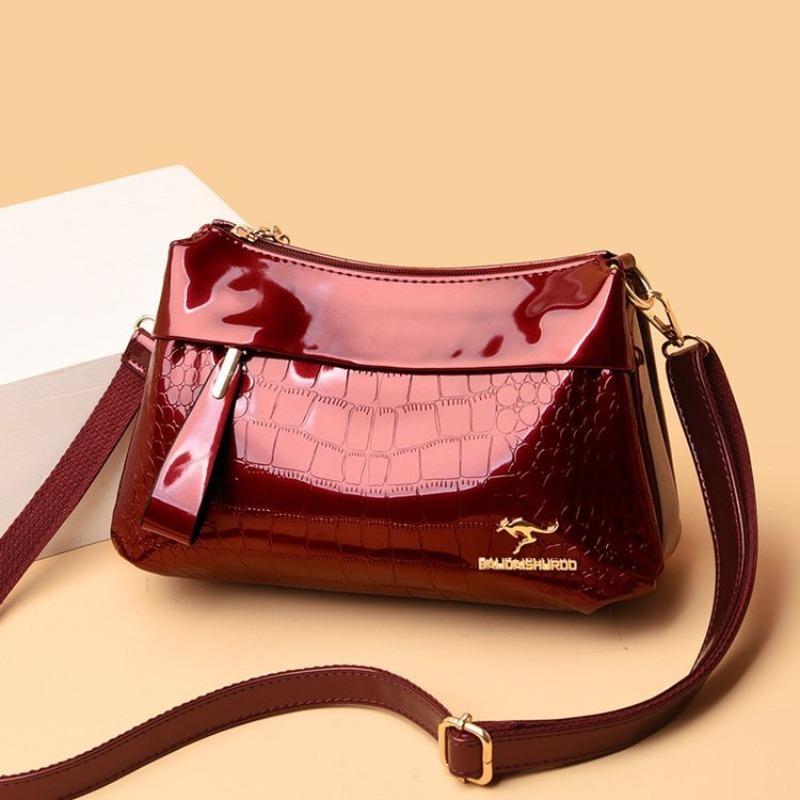3 Layers Women Handbag Purses Luxury Designer Patent Leather Shoulder Messenger Bags for Female Vintage Crocodile Summer Sac