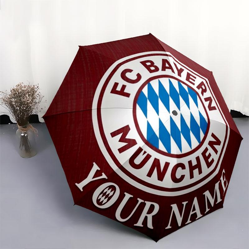 1 PC Automatic Folding Umbrella - FC Bayern Munchen Custom Name Pattern, Portable & Foldable Design with 8 Ribs, Christmas Birthday Gifts