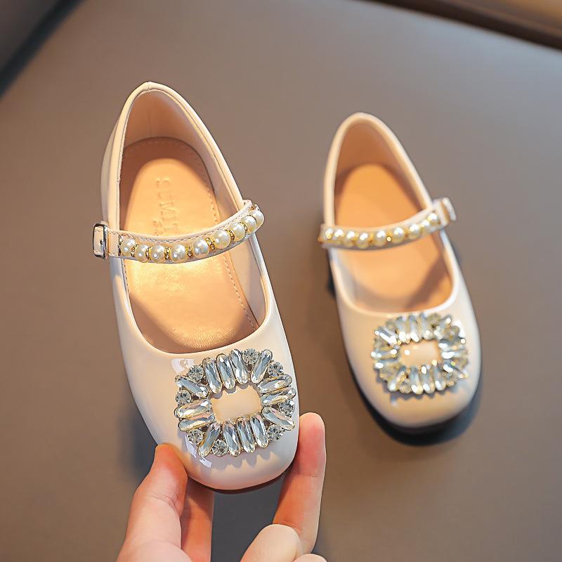 2026 spring baby girl small leather shoes soft sole girl rhinestone children's single shoes
